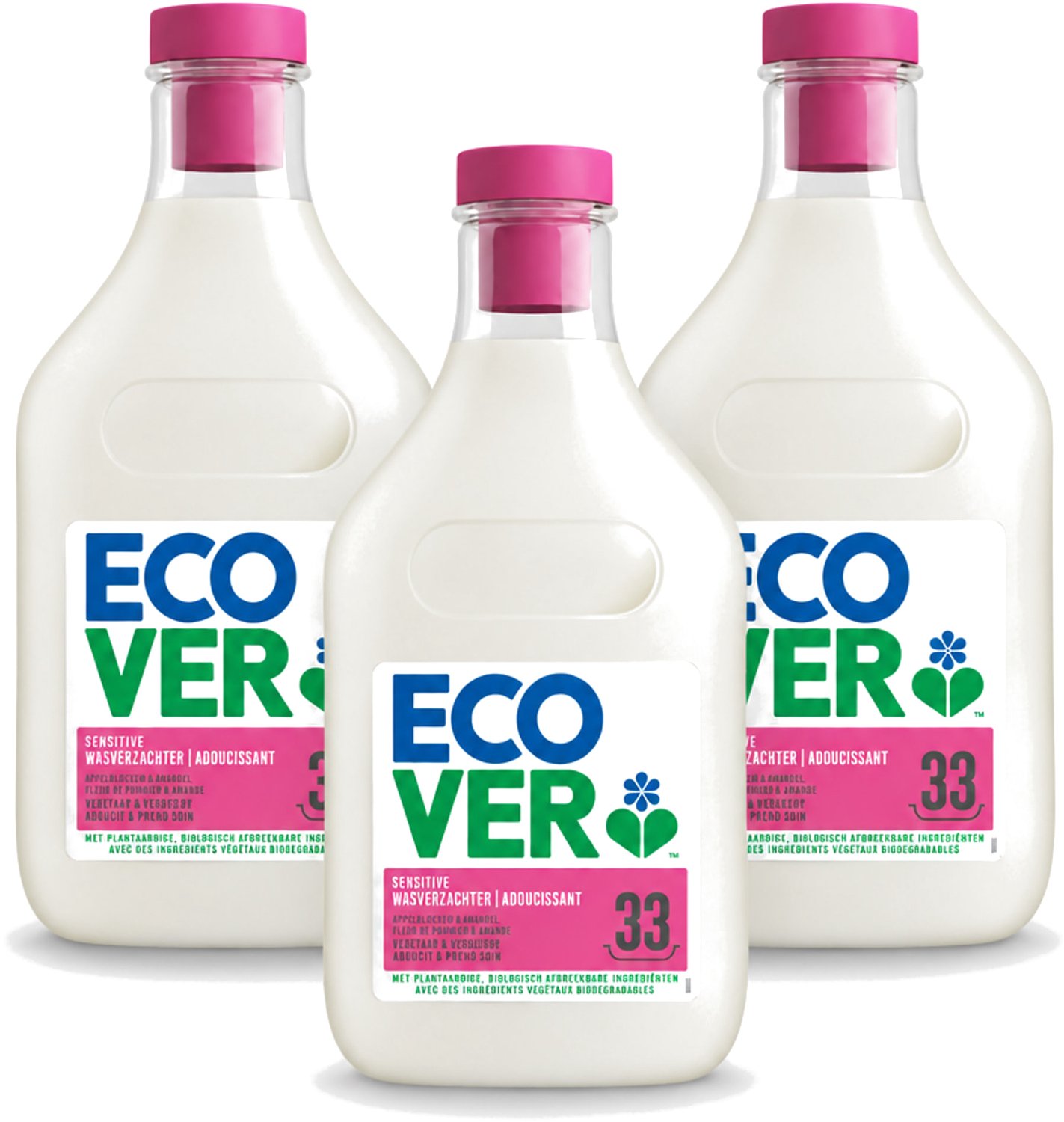 3 x Ecover - Wasverzachter - Appelbloesem & Amandel - 1 liter - Voordeelverpakking - 3 stuks