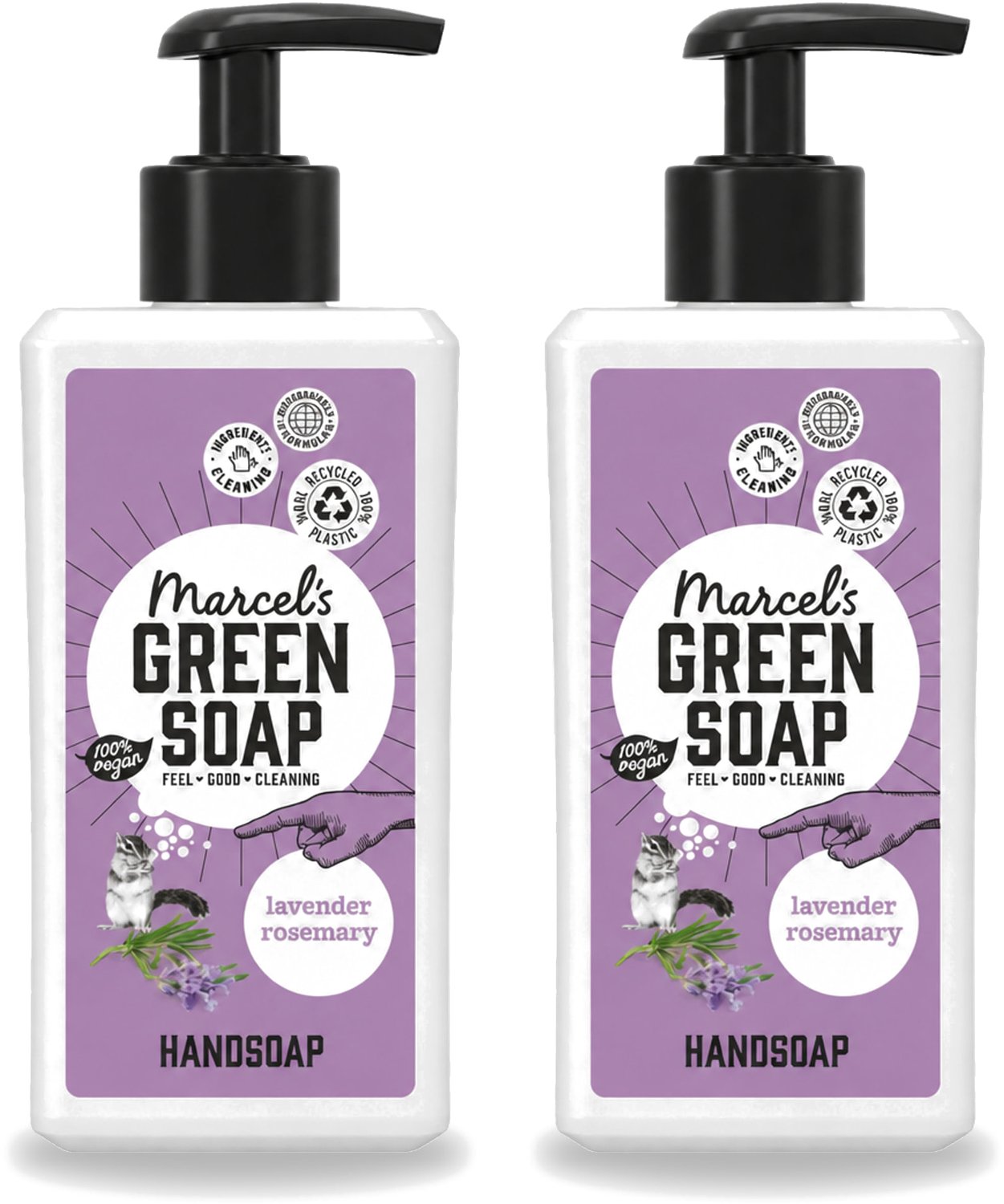 2 x Marcel's Green Soap - Handzeep - Lavendel & Rozemarijn - Zachte verzorging - 250 ml - Voordeelverpakking - 2 stuks