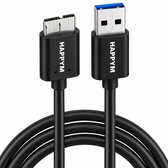 Micro USB B 3.0 naar usb a Kabel – 2 Meter – Zwart – 5 Gbps –voor Externe Harde Schijf SSD HDD