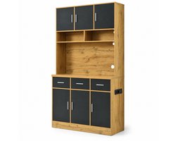 LONG DRAGON - Buffetkast - LED-verlichting met app-bediening - Laden en verstelbare planken - Kabeldoorvoer en stopcontacten - Voor keuken en eetkamer - 100 x 40 x 180 cm