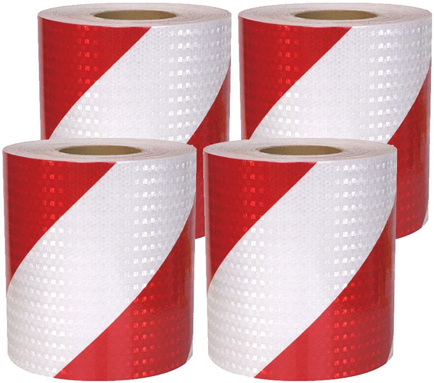 Waarschuwingslint 4 Rollen 5cm x 3m - Reflecterende Tape - Zelfklevend - Agrarisch Waarschuwingssignaal - Barrièretape - PVC Materiaal - Reflectietape