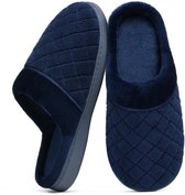 Homaxy - Sloffen – Zachte Huisslippers - Warme en comfortabele huisslippers - Warme winterslippers - donkerblauw - 38 - Geschikt voor een voetlengte van 24,1cm