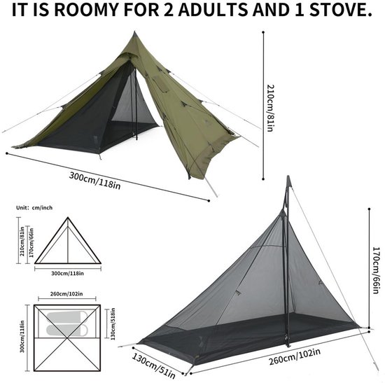 Pyramid Tent voor 2-4 Personen met Stove Aansluiting — afbeelding 3