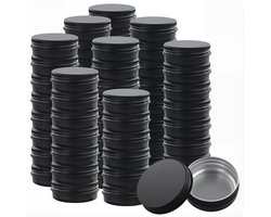Aluminium Blikken 60 Stuks - 30ml Ronde Blikken - Roestbestendig - Opbergblik met Deksel - Lichtgewicht - Moderne Zwarte Afwerking