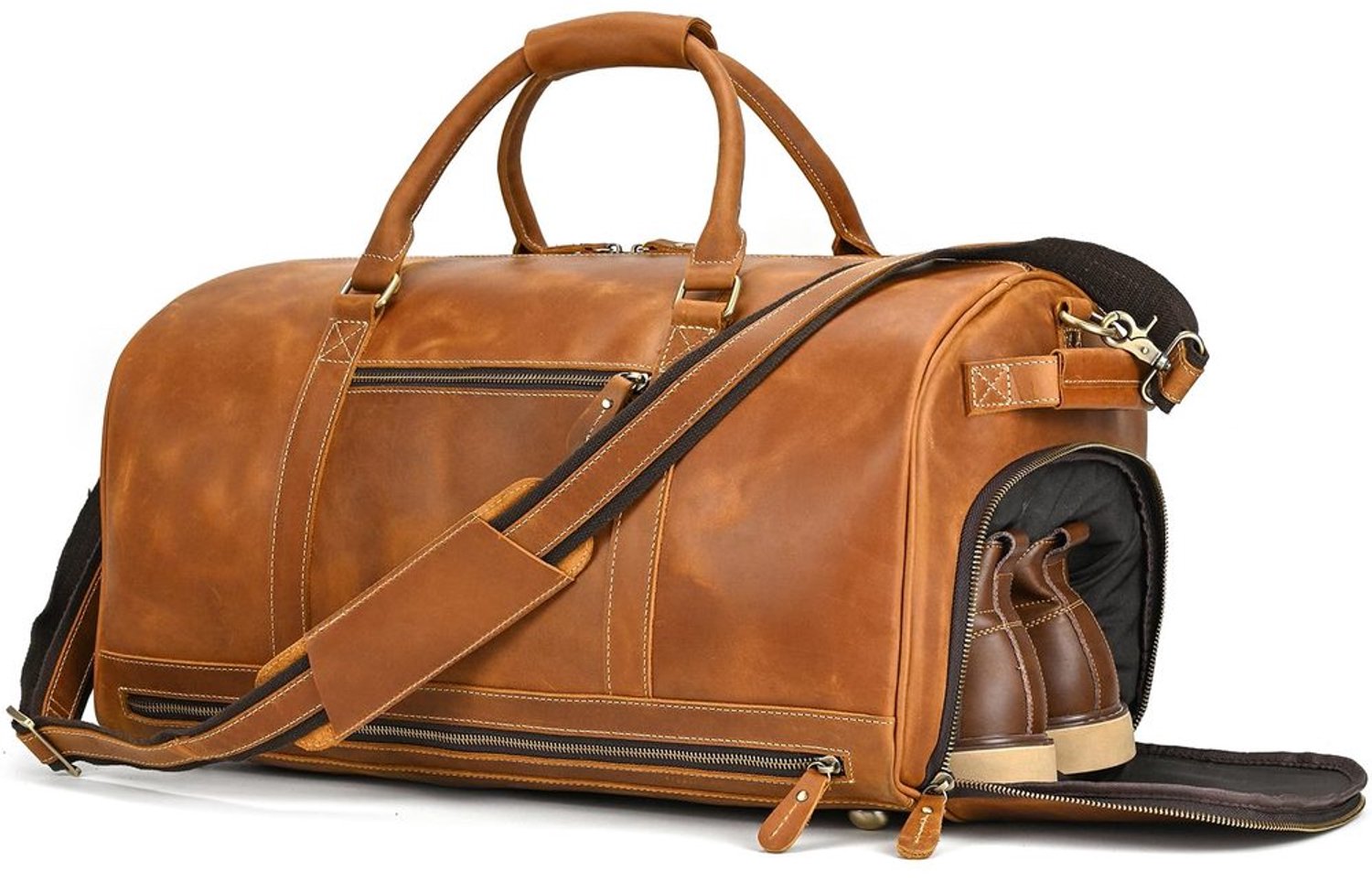 Vintage Leren Weekendtas voor Reizen en Sport