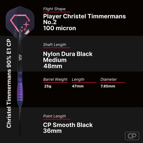 Bull's Christel Timmermans E1 CP Steeltip 90% 25 gram van Bull's — afbeelding 3