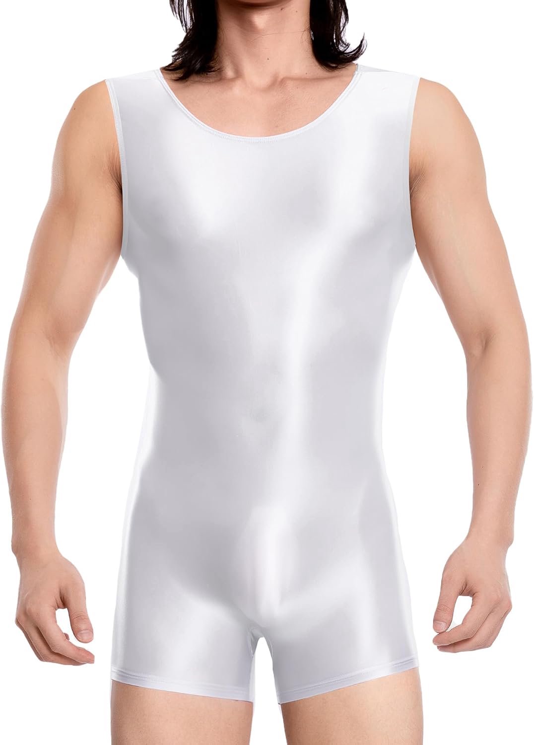 Body glanzend zonder mouwen transparant catsuit singelt tank erotisch voorzijde rits worstelen sport club M-XL