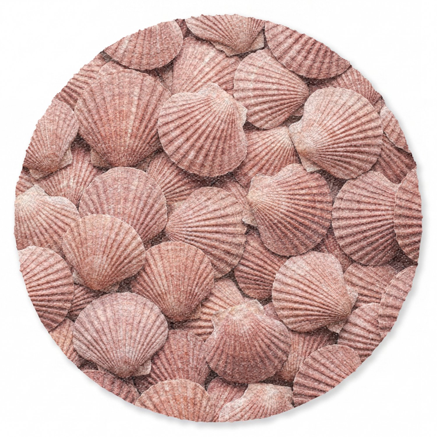 Deurmat rond 120x120 cm - Droogloopmat Schelpen - Patroon - Roze - Mat voor binnen - Schoonloopmat - Ronde deurmatten met print - Inloopmat