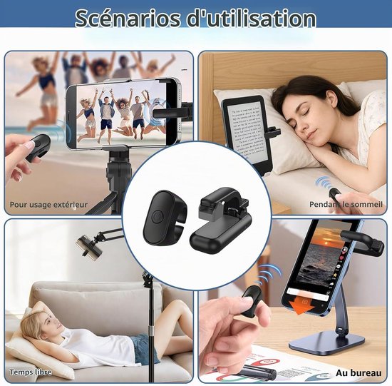 Page Turner - Afstandsbediening voor e-readers - E-Reader Paginaomdraaier - Bluetooth Remote &Clip -paginaomslaande ring - opklikbare clicker -Draadloze Afstandsbediening - Stil & Compact - Geschikt voor Kindle, Kobo, iPad &Tablets -Handsfree Lezen — afbeelding 5