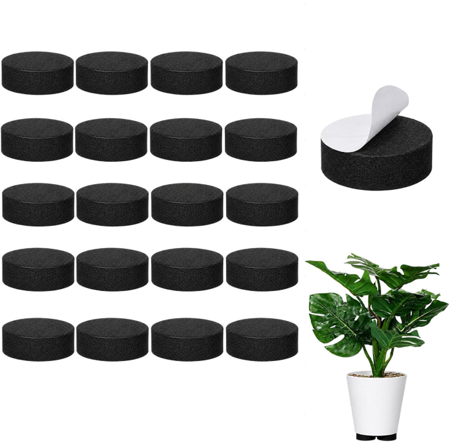 20 stuks Bloempotvoetjes - Onzichtbare bloempotverhogers - Rubberen bloempotverhogers - Zwart