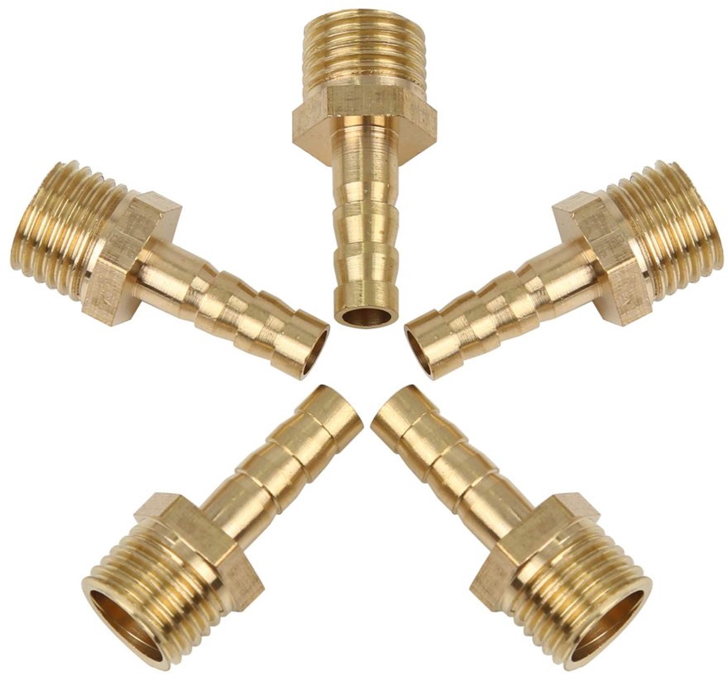 5 stk. 6mm slang ID X 1/4'' stekker messing slang weerhaken aansluiting