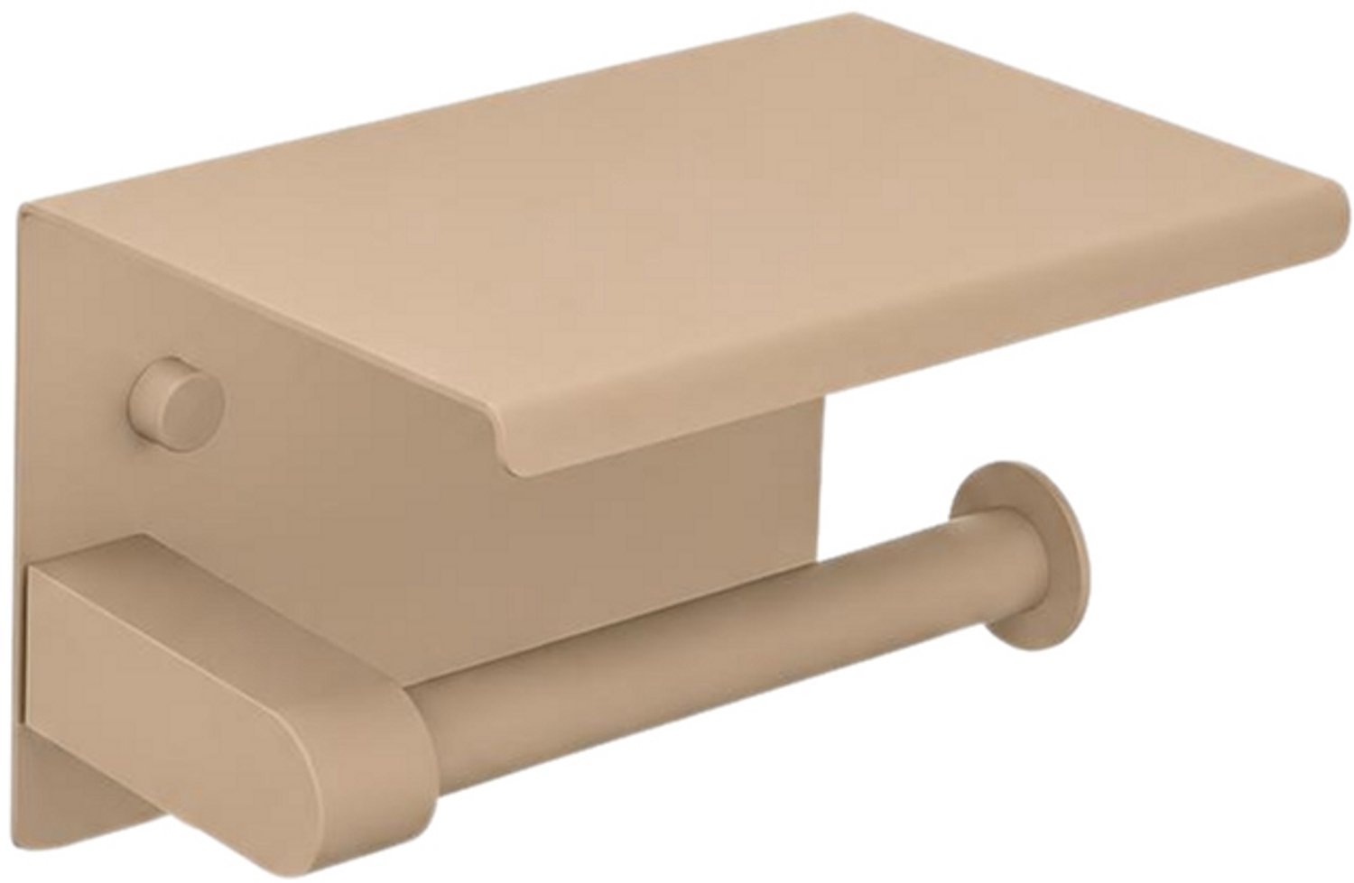 Toiletrolhouder met plankje - Beige - Plateau - Wc Rol Houder Beige - Toiletrolhouder - Hangend - RVS - Mat beige