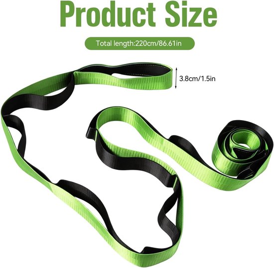 Yoga Stretching Band met 12 Lussen voor Effectieve Rek- en Flexibiliteitsoefeningen — afbeelding 5