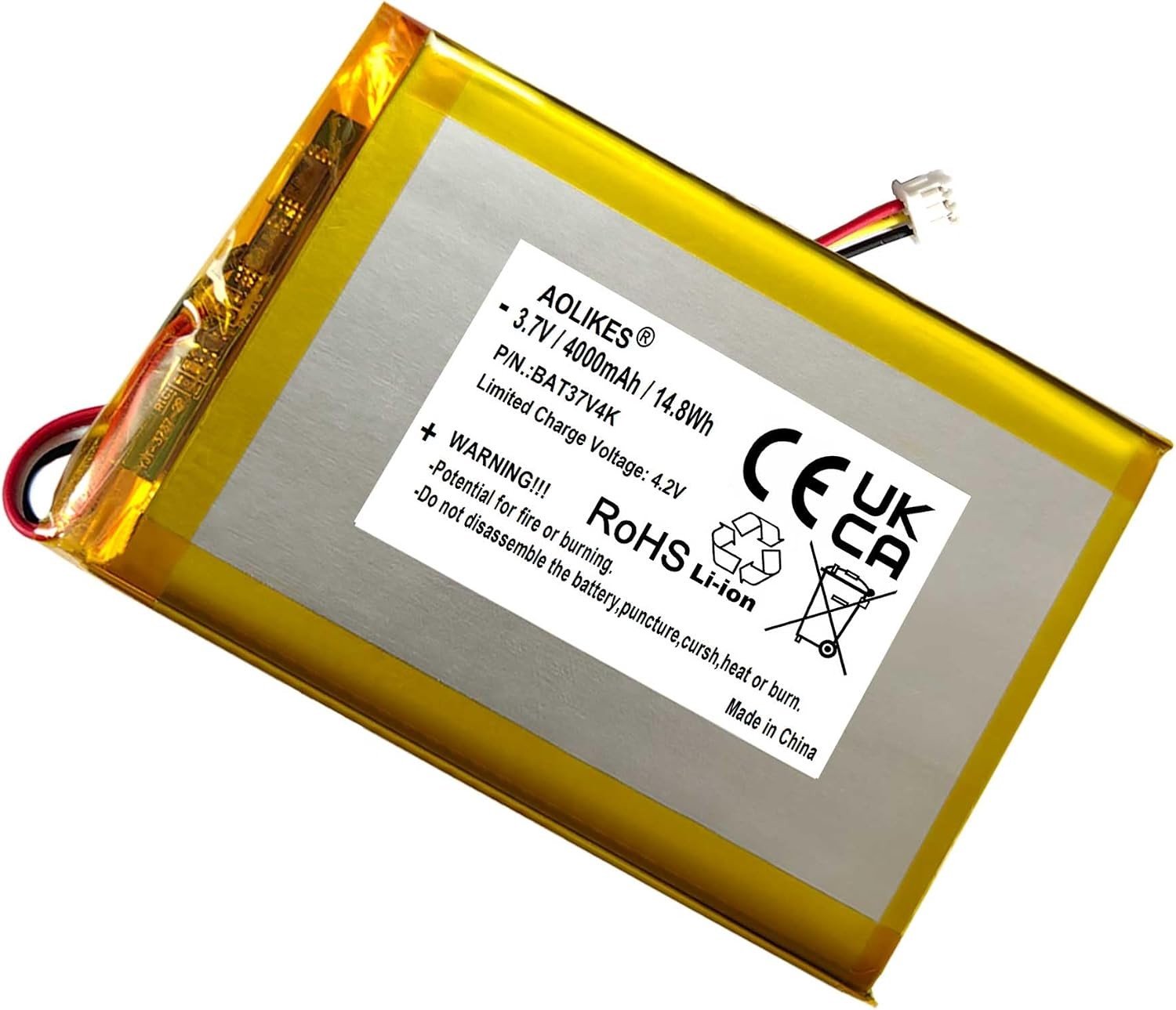 Vervangende 4000mAh 3.7V batterij voor draadloze mechanische toetsenborden, compatibel met Q1, Q2, Q3, Q4, Q5, Q6 en V1, V5 Max modellen