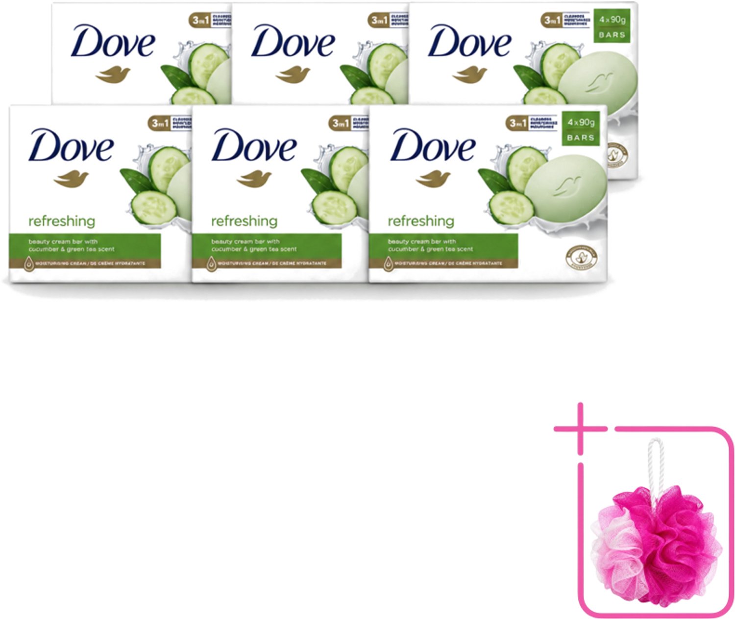 6 x Dove - Zeep - Go Fresh Touch - Komkommer & Groene Thee - Verfrissend - 4 x 90 gram - Bulkverpakking - Dove Zeep - Douchemop - Go Fresh Touch