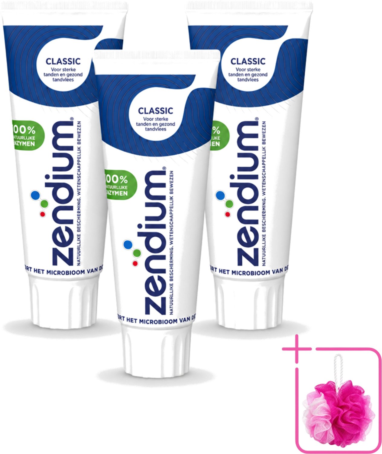 3 x Zendium - Classic - Tandpasta - Natuurlijke Enzymen - 75 ml - Bulkverpakking - Tandpasta - Douchemop - Natuurlijke enzymen