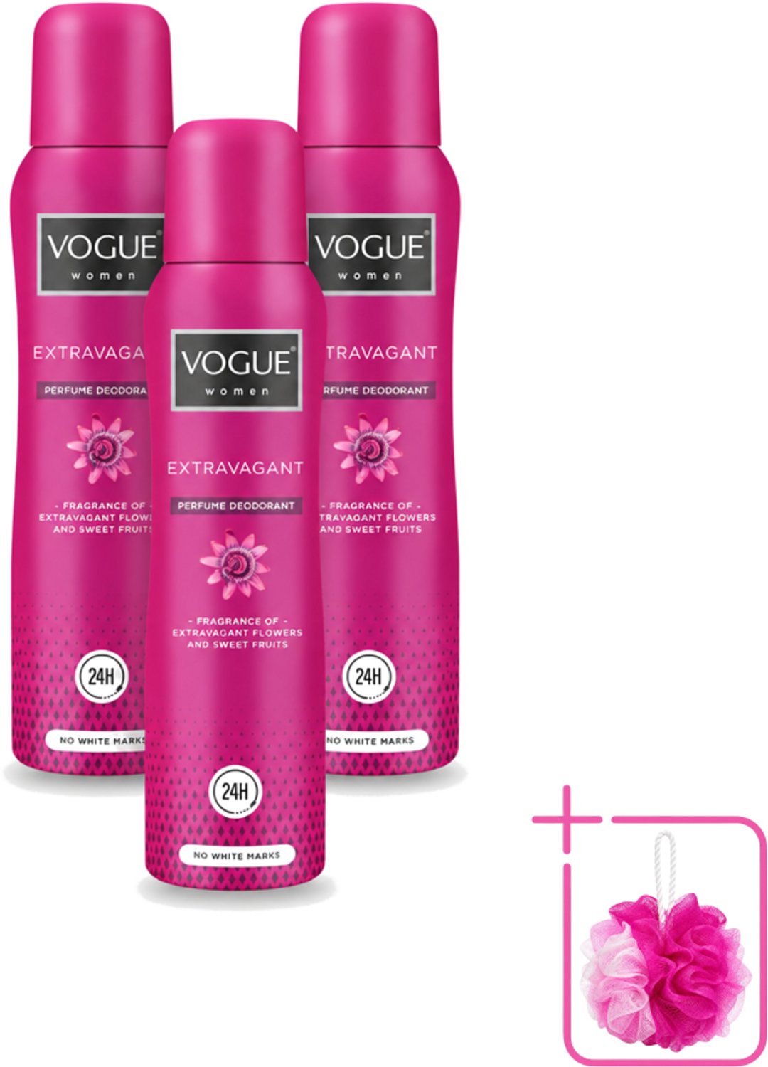 3 x Vogue Women - Extravagant - Parfum Deodorant - 150 ml - Bulkverpakking - Parfum deodorant - Geur