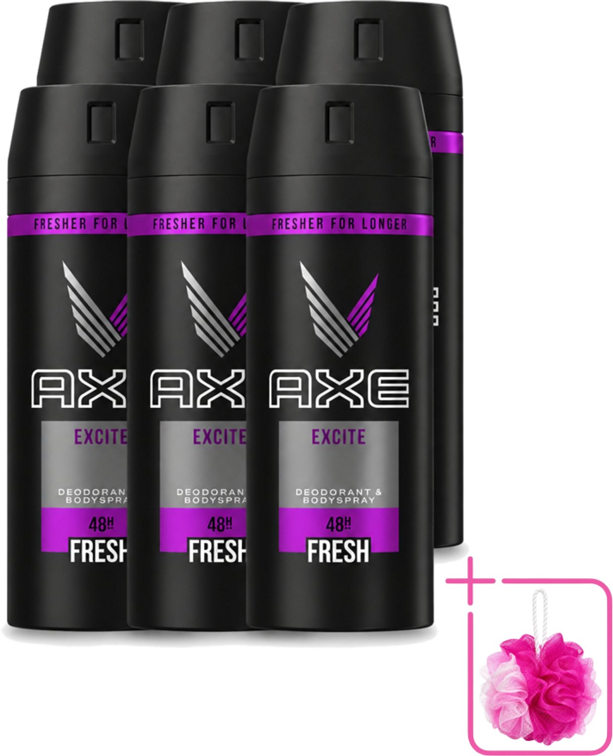 6 x Axe - Deodorant Bodyspray - 48hrs Fresh - Excite - 150 ml - Bulkverpakking - Deodorant - Bodyspray