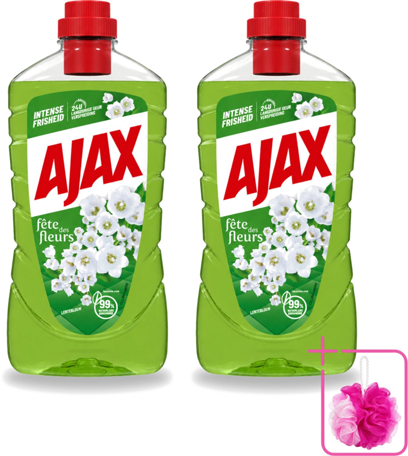 2 x Ajax - Allesreiniger - Fête des Fleurs - Lentebloem - Met Essentiële Oliën - 1 L - Bulkverpakking - Allesreiniger - Natuurlijke reiniger