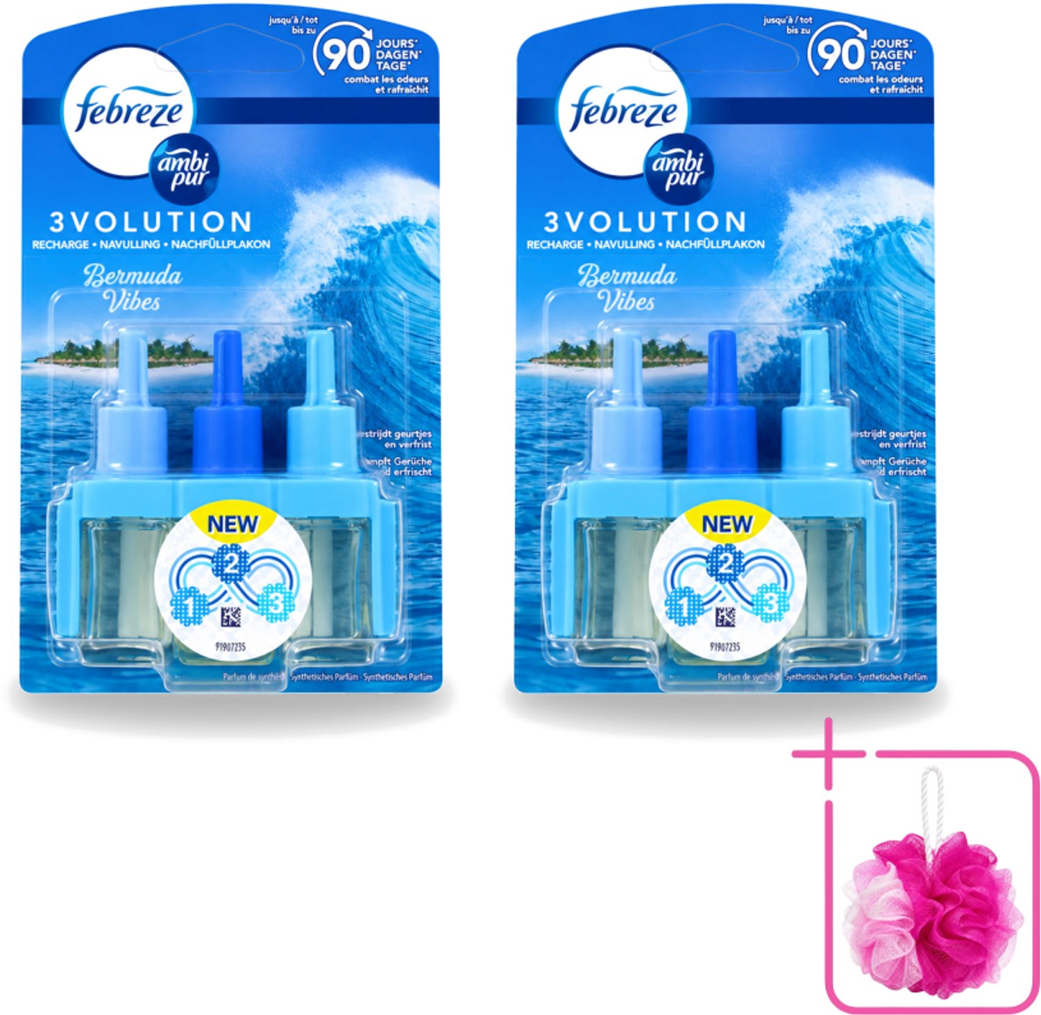 2 x Ambi Pur 3volution - Bermuda Vibes Navulling - Luchtverfrisser - 20 ml - Bulkverpakking - Luchtverfrisser - Oceaan geur