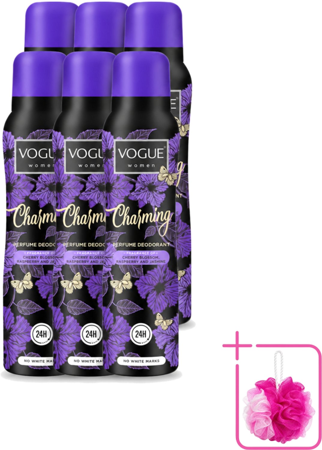 6 x Vogue Women - Charming - Parfum Deodorant - 150 ml - Bulkverpakking - Parfum deodorant - Geur