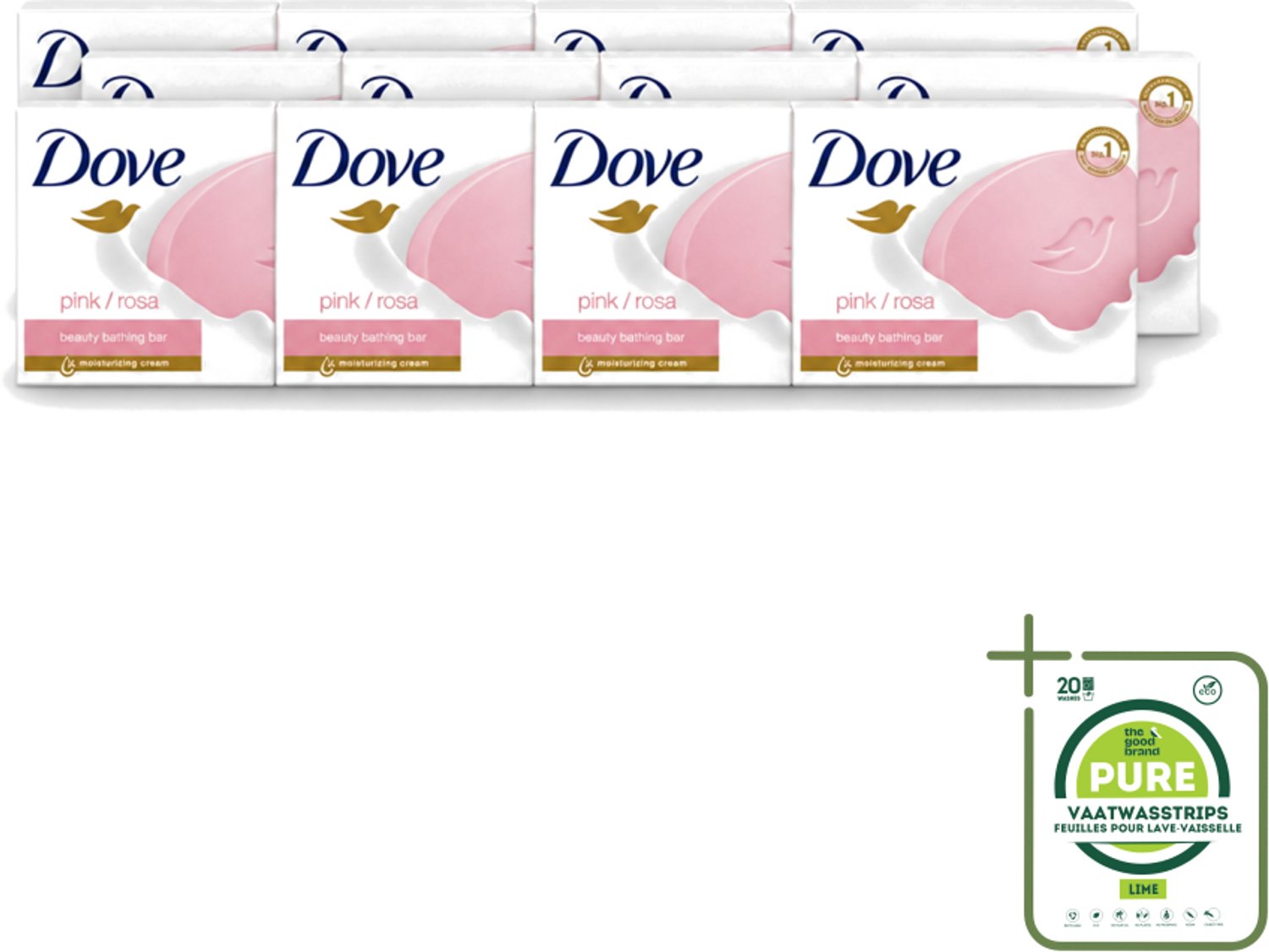 12 x Dove - Zeep - Pink - Hydraterend en Verzorgend - 4 x 100 g - Grootverpakking - Vaatwasstrips - Dove Zeep - Hydraterende Zeep - Zachte Zeep - Huidverzorging - Zeep Voor Dagelijks Gebruik