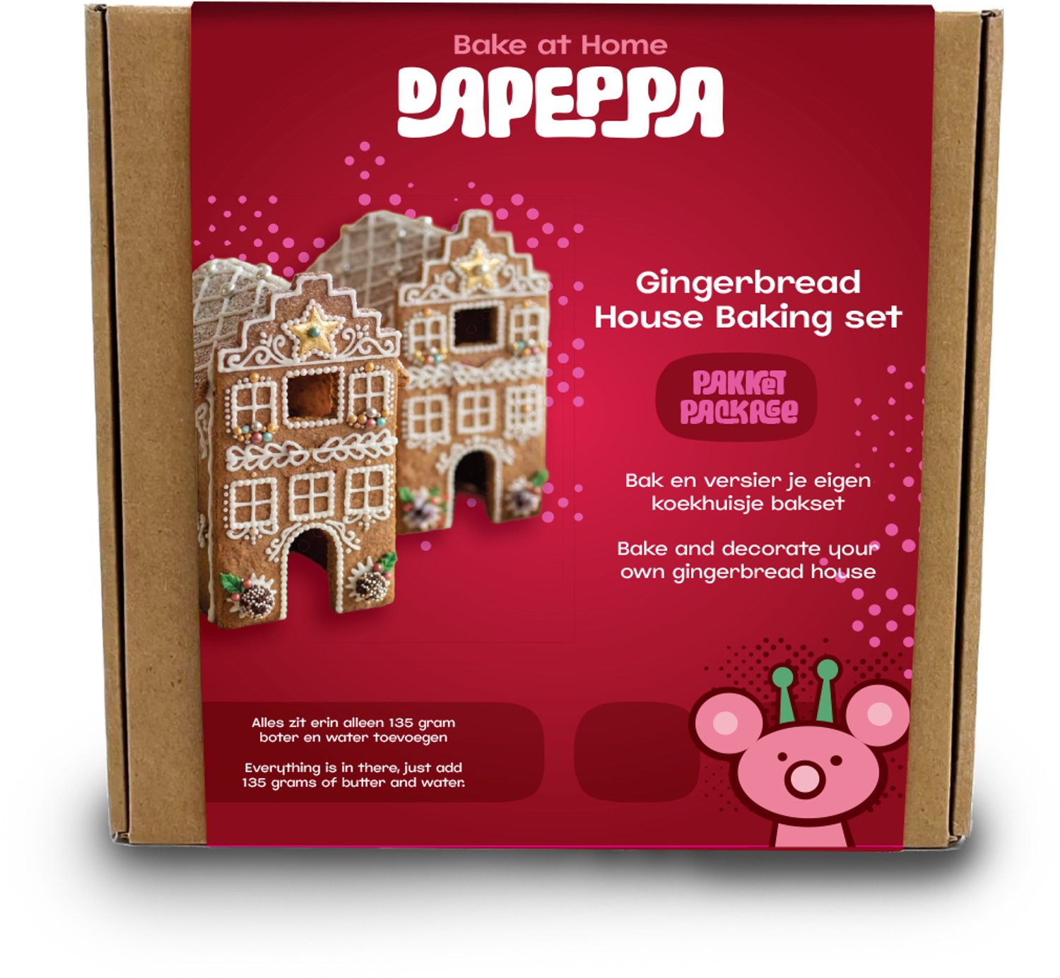DaPeppa Gingerbread House - Bakpakket voor een koekhuis - Met suikerglazuur en bouwtekening - Samen bakken & versieren - 500 g