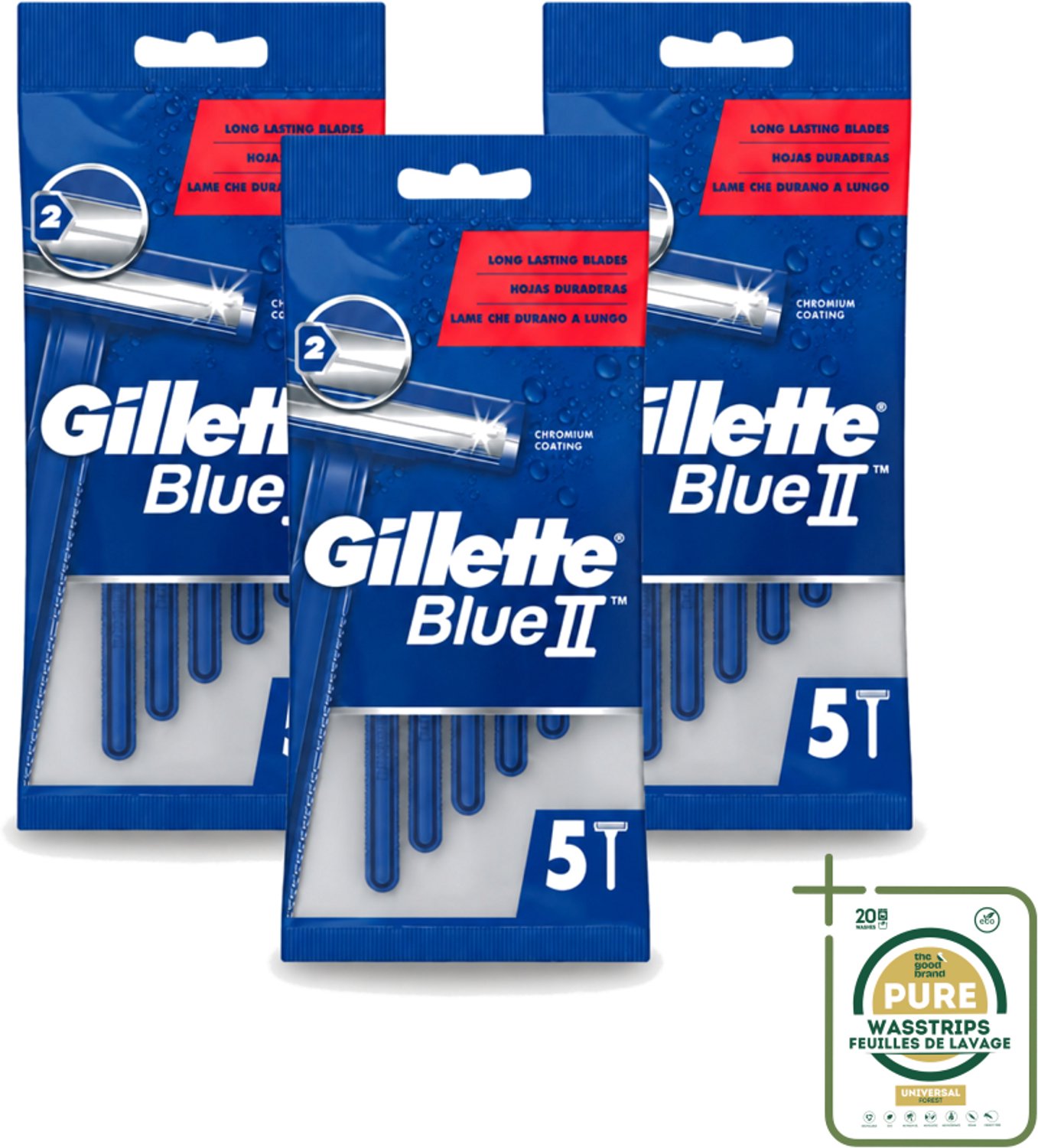3 x Gillette - Blue II - Wegwerpscheermesjes - Precisie & Comfort - 5 Scheermesjes - Scheermesje - Wegwerpscheermesje - Gillette Blue Ii - Scheerresultaat - Scherpe Mesjes