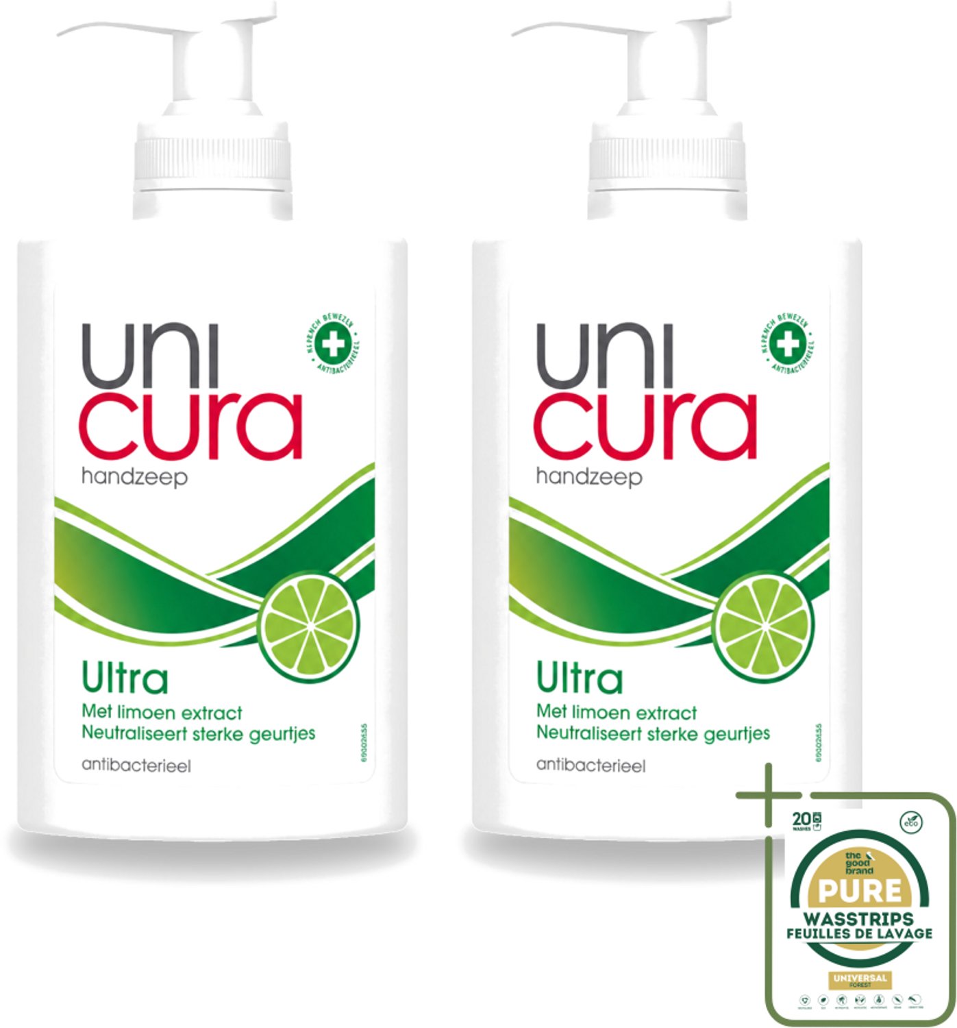 2 x Unicura - Vloeibare Zeep Ultra - Verzorgend - 250 ml Pomp - Wasstrips - Handzeep - Antibacteriële Handzeep - Handverzorging - Hygiëne - Natuurlijke Handzeep