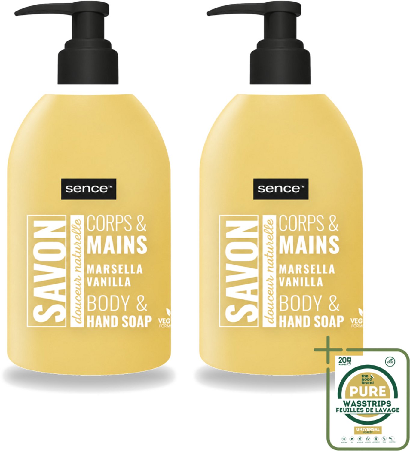 2 x Sence - La Maison Du Savon De Marseille - Handzeep - Vanille - Hygiënisch - 500 ml - Wasstrips - Savon De Marseille - Handzeep - Vanille - Hygiëne - Reiniging