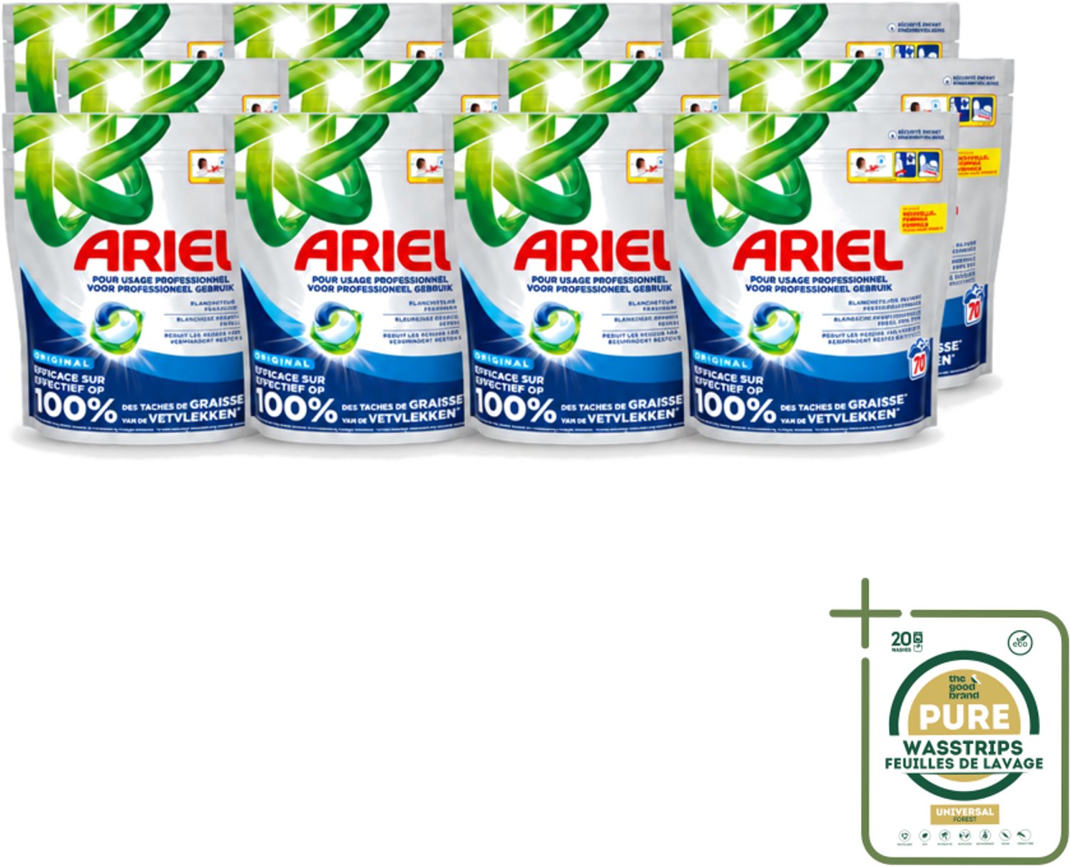 12 x Ariel – Wasmiddel Pods – All-in-1 Regular – 70 wasbeurten - Wasstrips - Wasmiddel Pods - 3-in-1 Wasmiddel - Krachtige Reiniging - Vlekken Verwijderen - Koud Water Wasmiddel