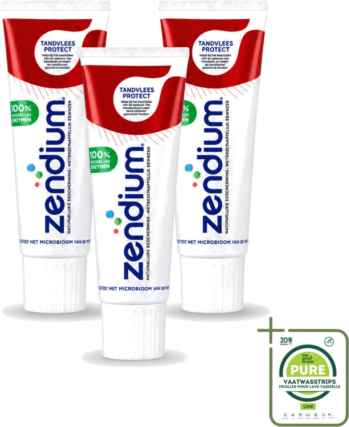 3 x Zendium – Tandpasta – Tandvlees Protect – 75 ml - Grootverpakking - Vaatwasstrips - Gevoelig Tandvlees - Tandvlees Bescherming - Natuurlijke Tandpasta - Milde Tandpasta - Fluoride
