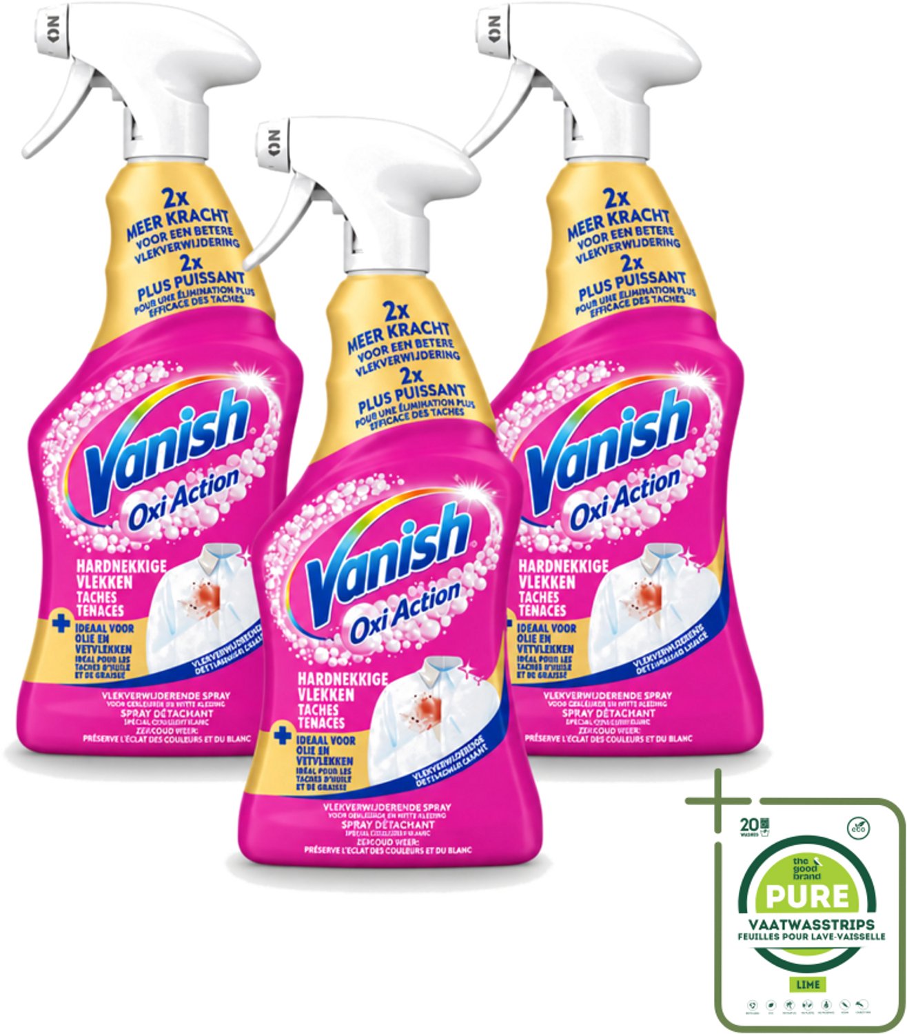 3 x Vanish – Vlekverwijderaar Spray – Hardnekkige Vlekken – 500 ml - Grootverpakking - Vaatwasstrips - Vlekkenverwijderaar - Hardnekkige Vlekken - Textiel Reinigen - Wasmiddel - Vlek Verwijderen