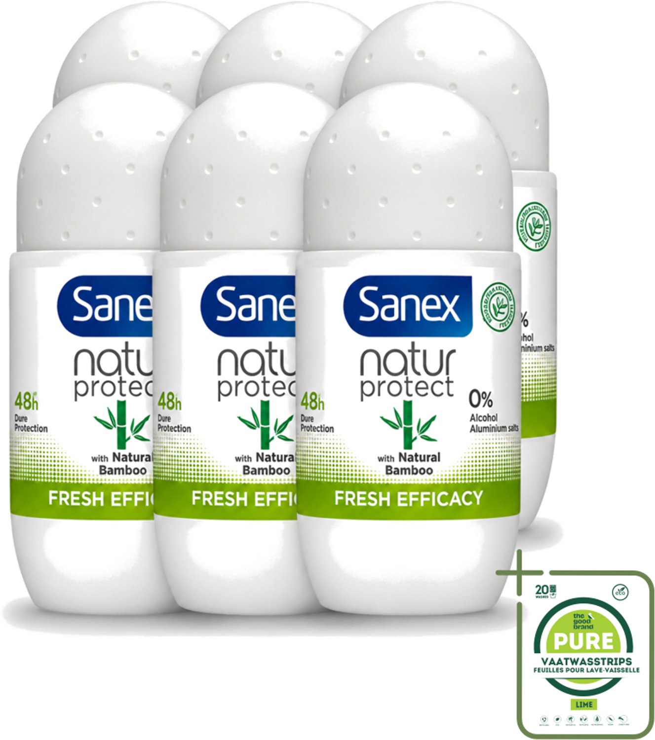 6 x Sanex – Deo Roll-on – Bamboo Fresh Efficacy – 50 ml - Grootverpakking - Deodorant Roll-on - Bamboe Geur - Natuurlijke Frisheid - Huidcomfort - Geurcontrole