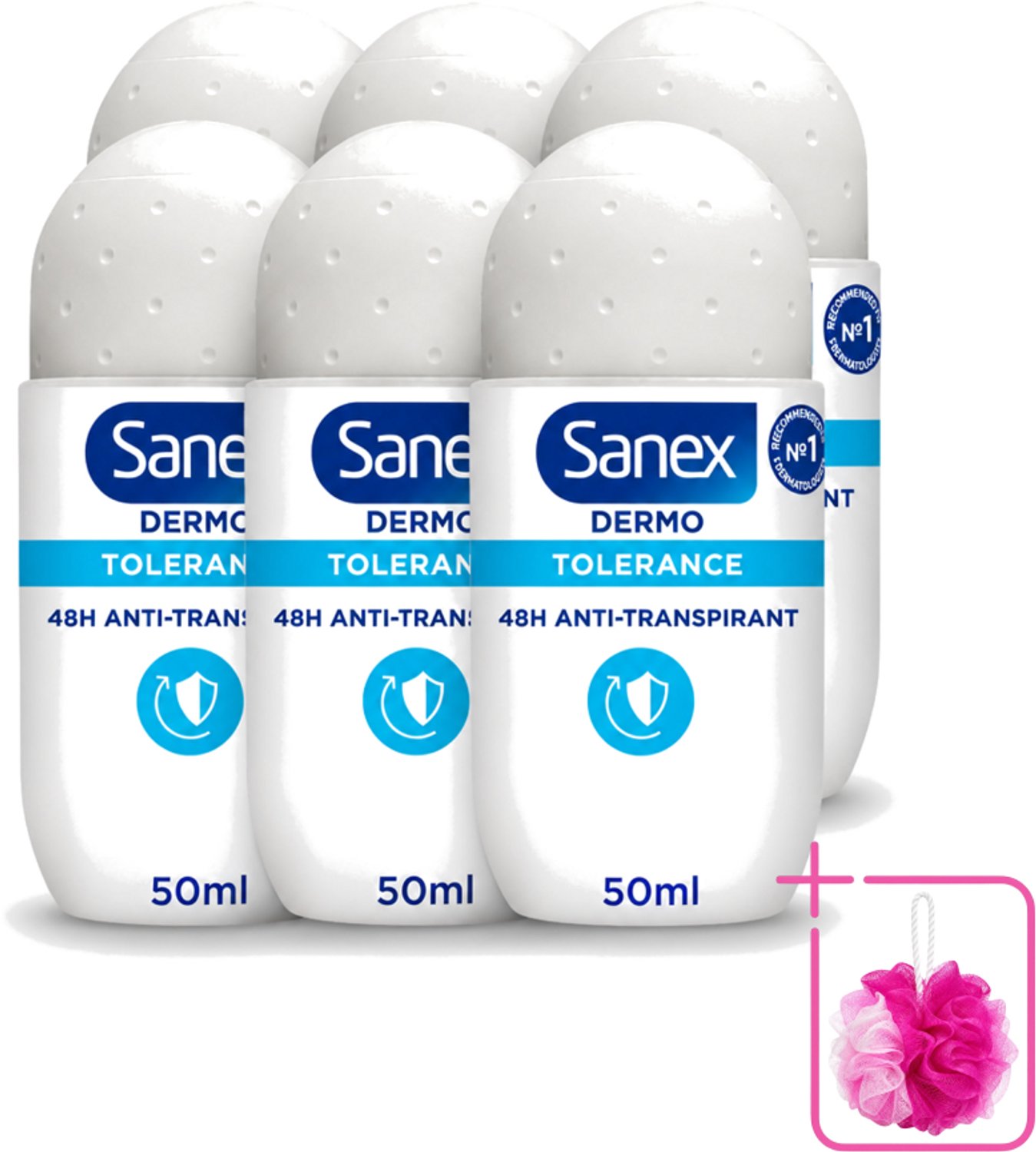 6 x Sanex – Deo Roll-on – Dermo Tolerance – 50 ml - Bulkverpakking - Gevoelige huid - Allergie