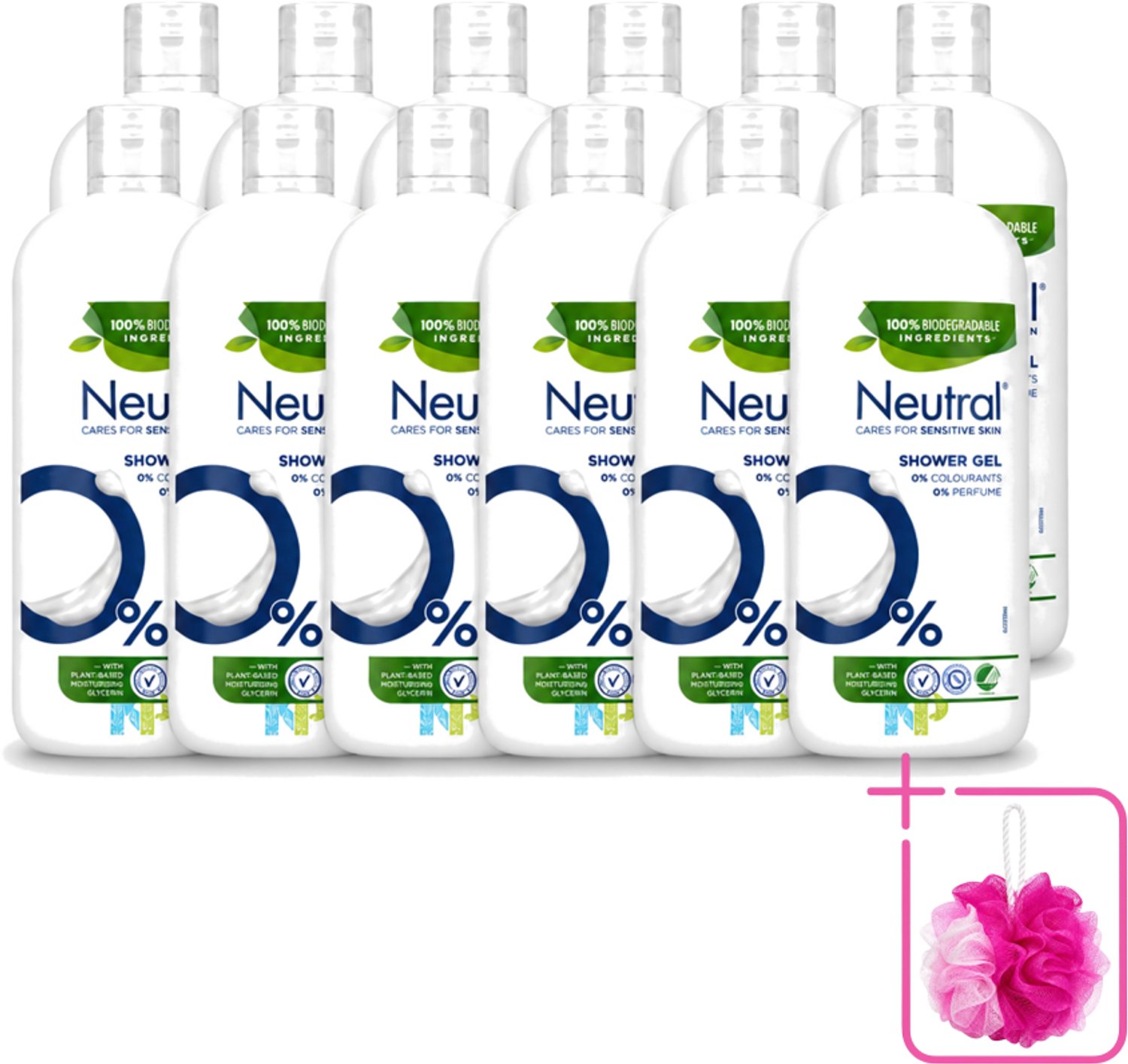 12 x Neutral – Douchegel – Sensitive Skin – 900 ml - Bulkverpakking - Gevoelige huid - Douchemop - Droge huid