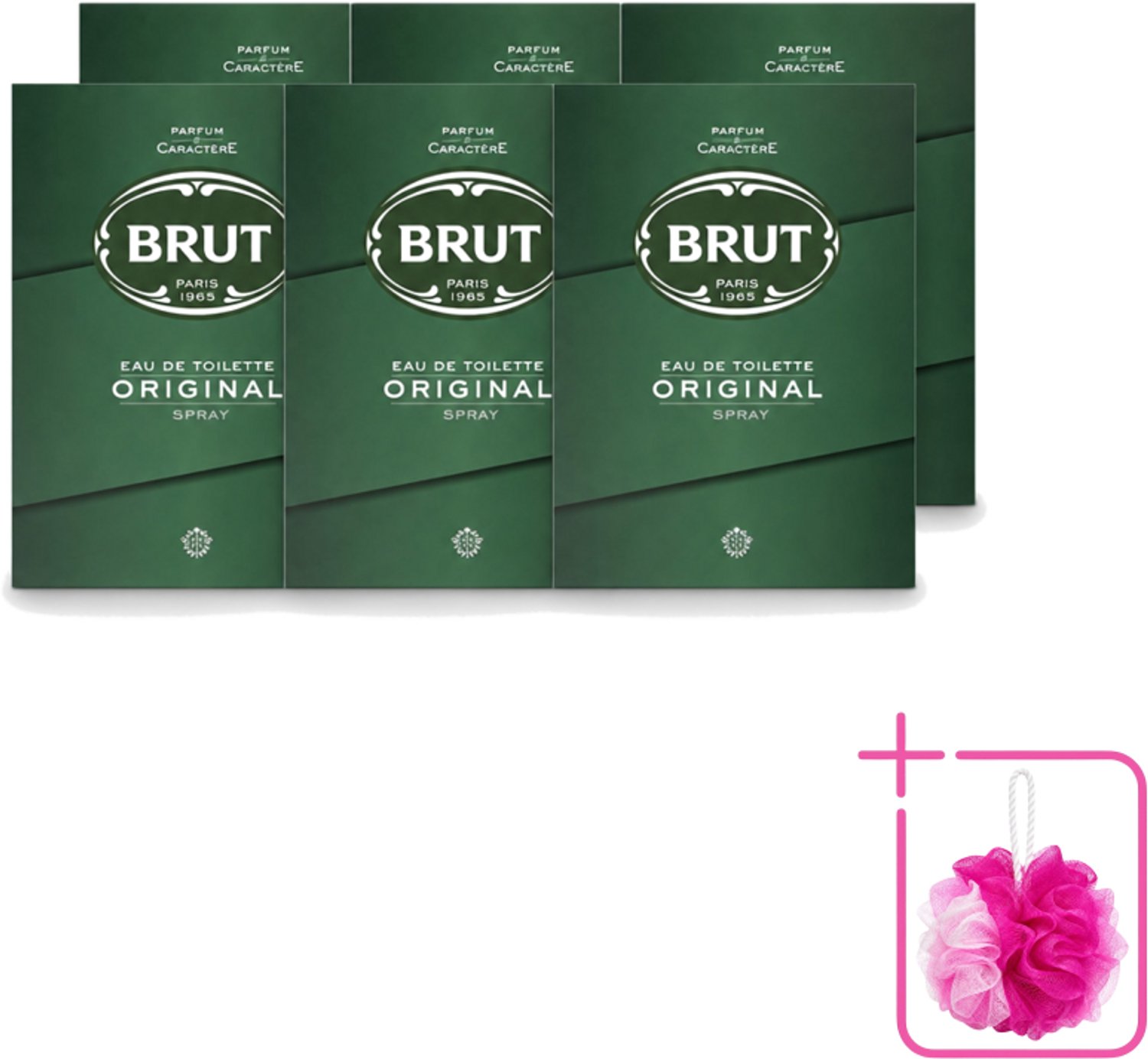 6 x Brut – Eau de Toilette – Original – 100 ml - Bulkverpakking - Brut Original - Douchemop - Eau de Toilette