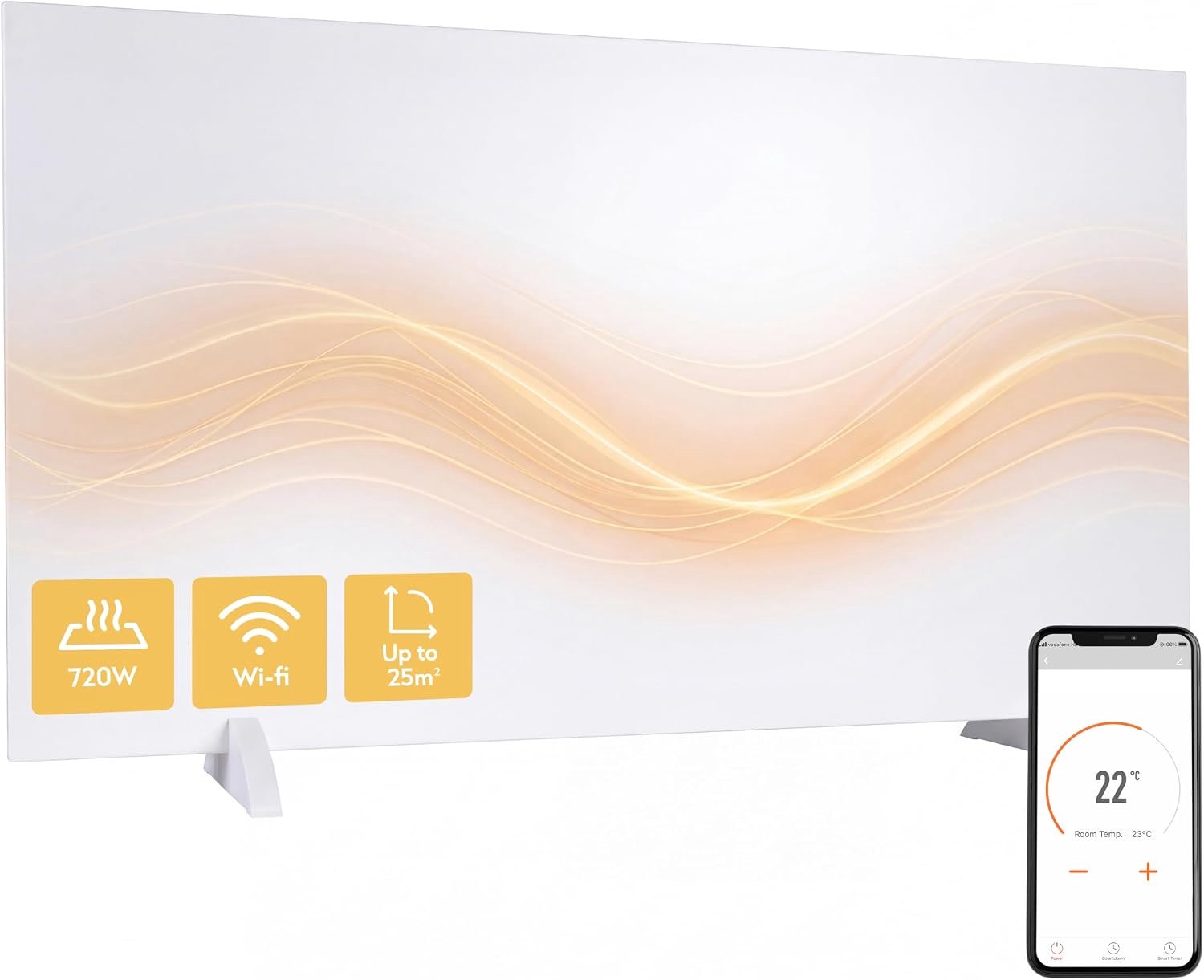 QEVA Infrarood Paneel Verplaatsbaar - Infraroodpaneel - Verplaatsbare Verwarming - Zilver - 132cm x 73cm x 11cm