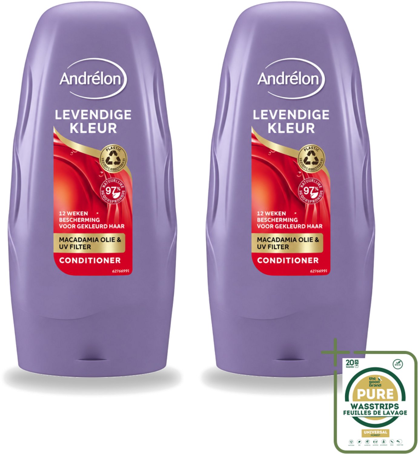 2 x Andrélon - Levendige Kleur - Conditioner - Kleurbehoud - 250 ml - Wasstrips - Gekleurd Haar - Kleurbehoud - Haar Verzorging - Haar Glans - Haar Voeding