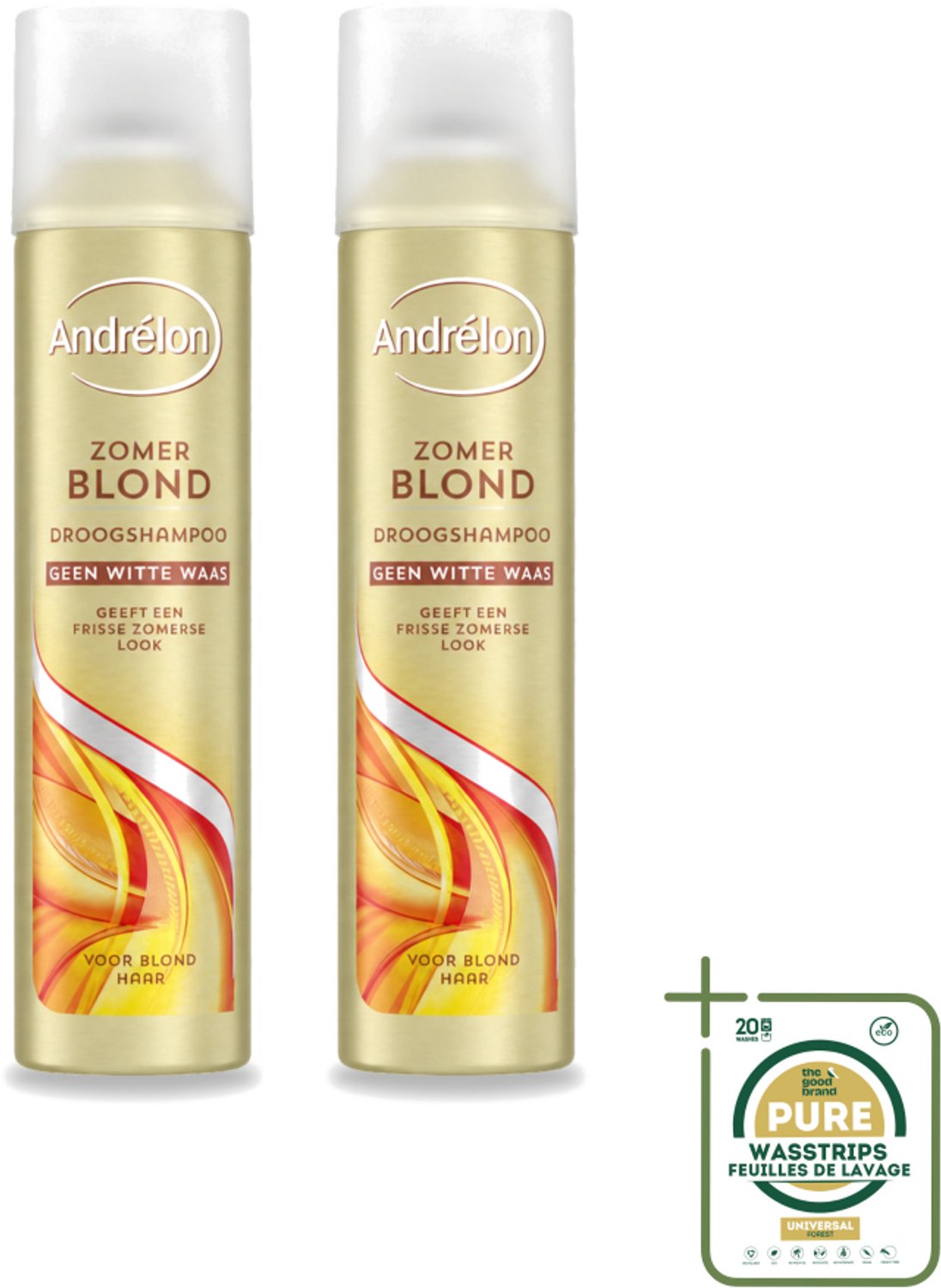 2 x Andrélon - Zomerblond - Droogshampoo - Voor Blond Haar - 245 ml - Wasstrips - Droogshampoo Voor Blond Haar - Fris Haar - Zomerblond - Droogshampoo - Vet Absorberend