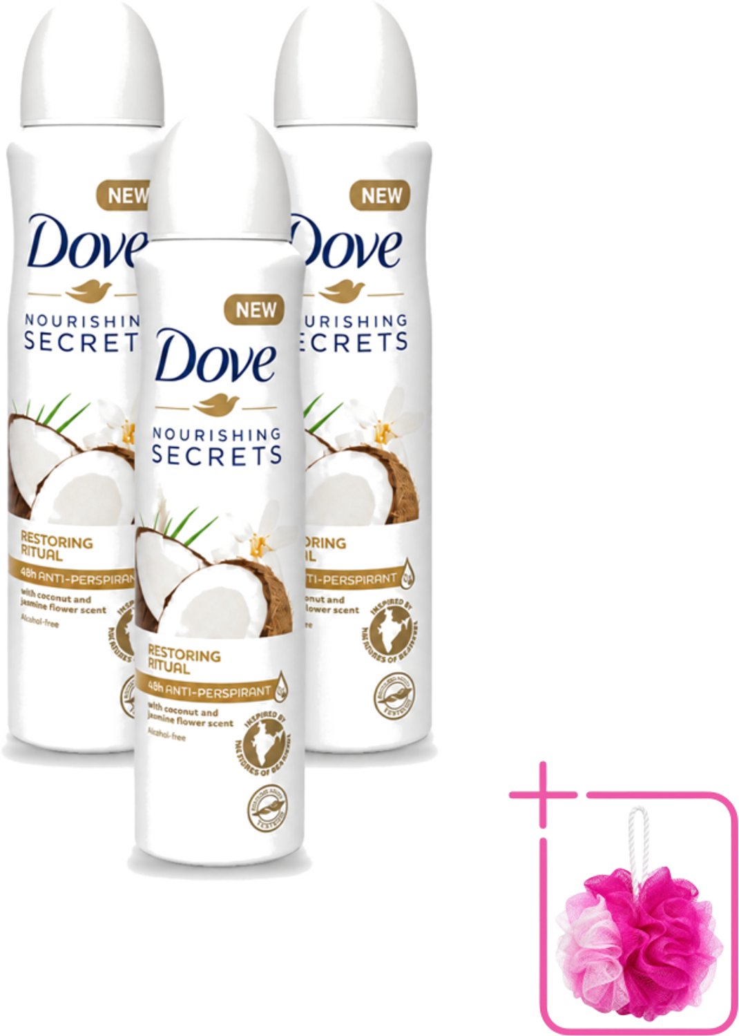 3 x Dove – Deodorant Spray – Restoring Ritual Cocos & Jasmijn – 150 ml - Bulkverpakking - Deodorant spray - Okselverzorging