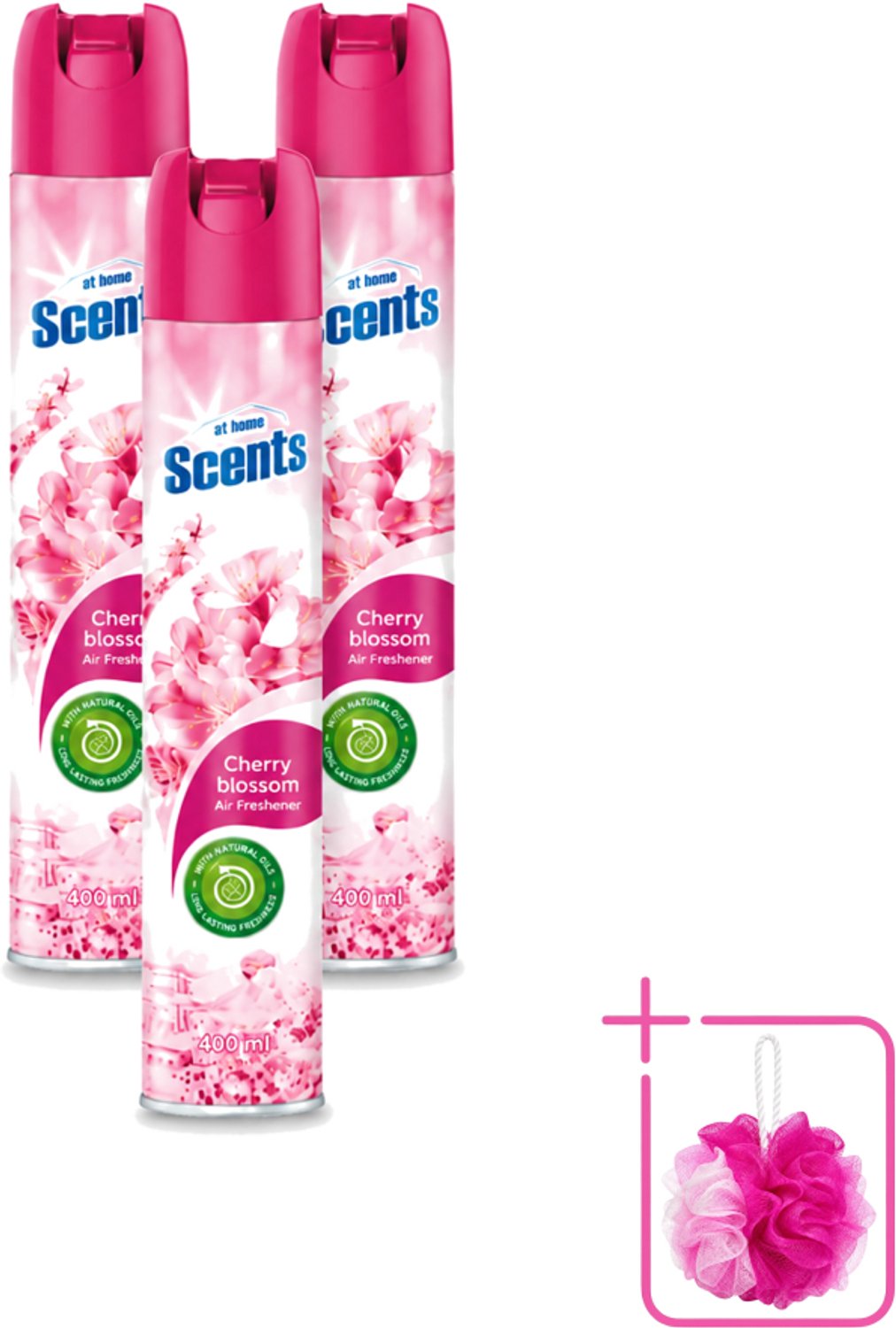 3 x At Home – Luchtverfrisser Spray – Cherry Blossom – Fris Bloemig - 400 ml - Bulkverpakking - Luchtverfrisser - Kersenbloesemgeur