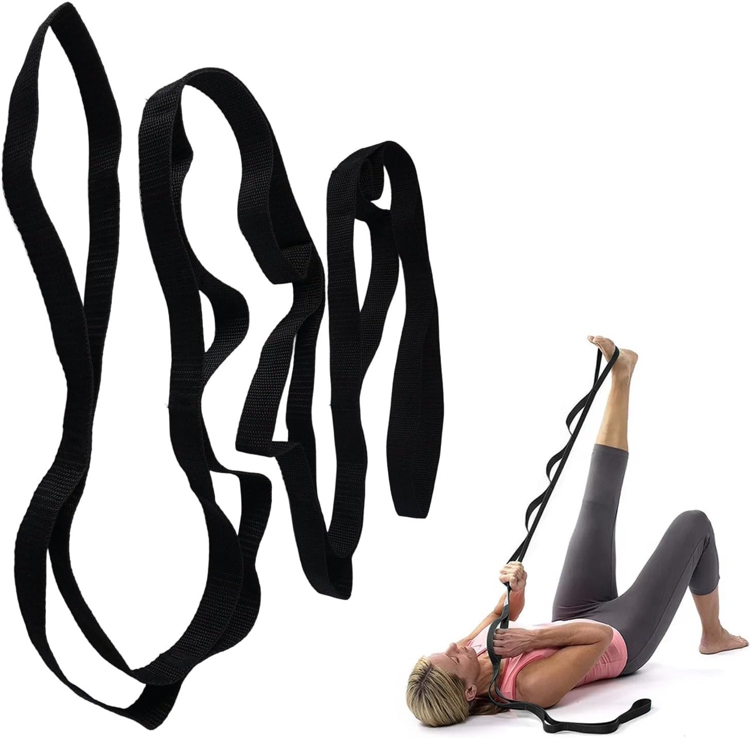 Verstelbare Yoga Stretching Strap van Nylon, 196×2.5cm, Ideaal voor Flexibiliteit en Oefeningen