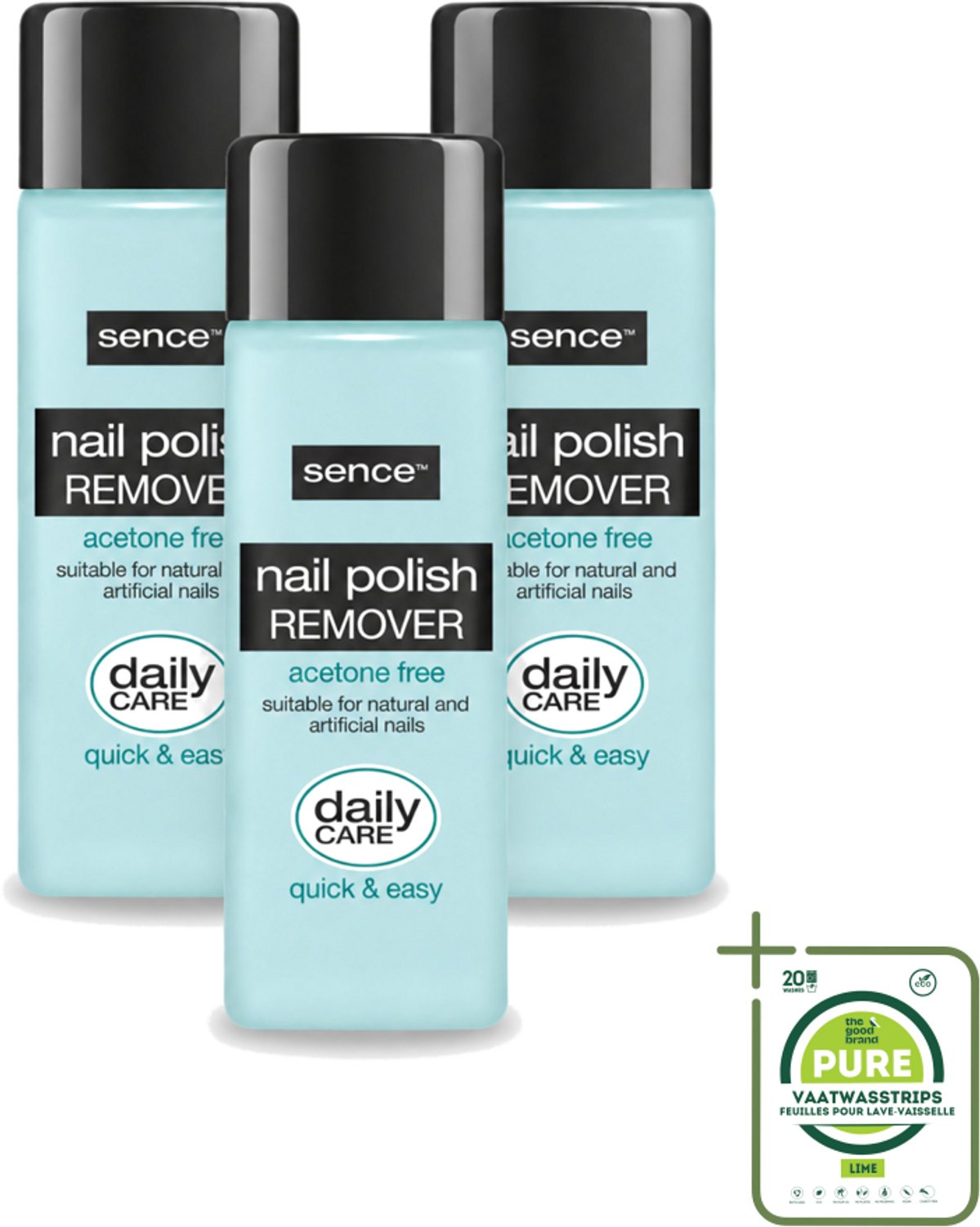 3 x Sence - Acetonvrij - Nagellakremover - Pompflacon - 175 ml - Grootverpakking - Nagellak Verwijderen - Acetonvrije Nagellakremover - Nagellak Verwijderen Pomp - Nagellak Verwijderen Zonder Aceton - Nagellak Verwijderen Voor Natuurlijke Nagels