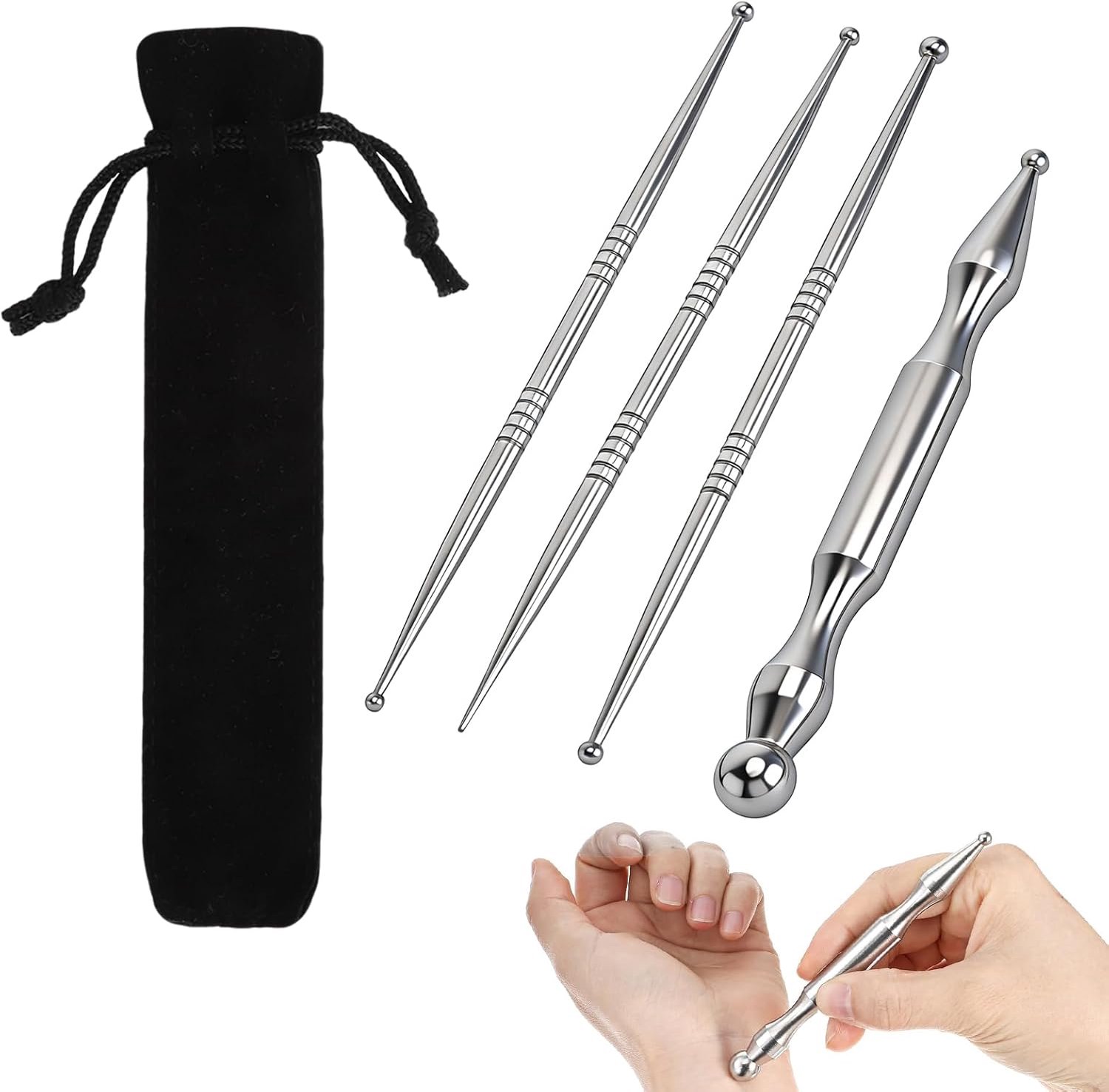 Acupressuurpen, 4 stuks, 12 cm, multifunctionele accupressuurstaaf voor spierontspanning, acupressuur en acupunctuur - ShopVlot