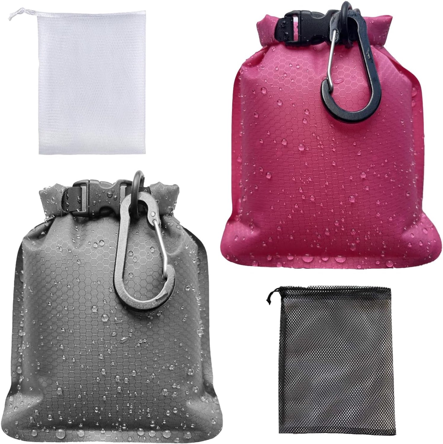 Waterproof and Leak-proof Soap Bag with Mesh Pocket, Hemmed Closure, Suitable for Travel, Camping, Gym, Black and Red - ShopVlot