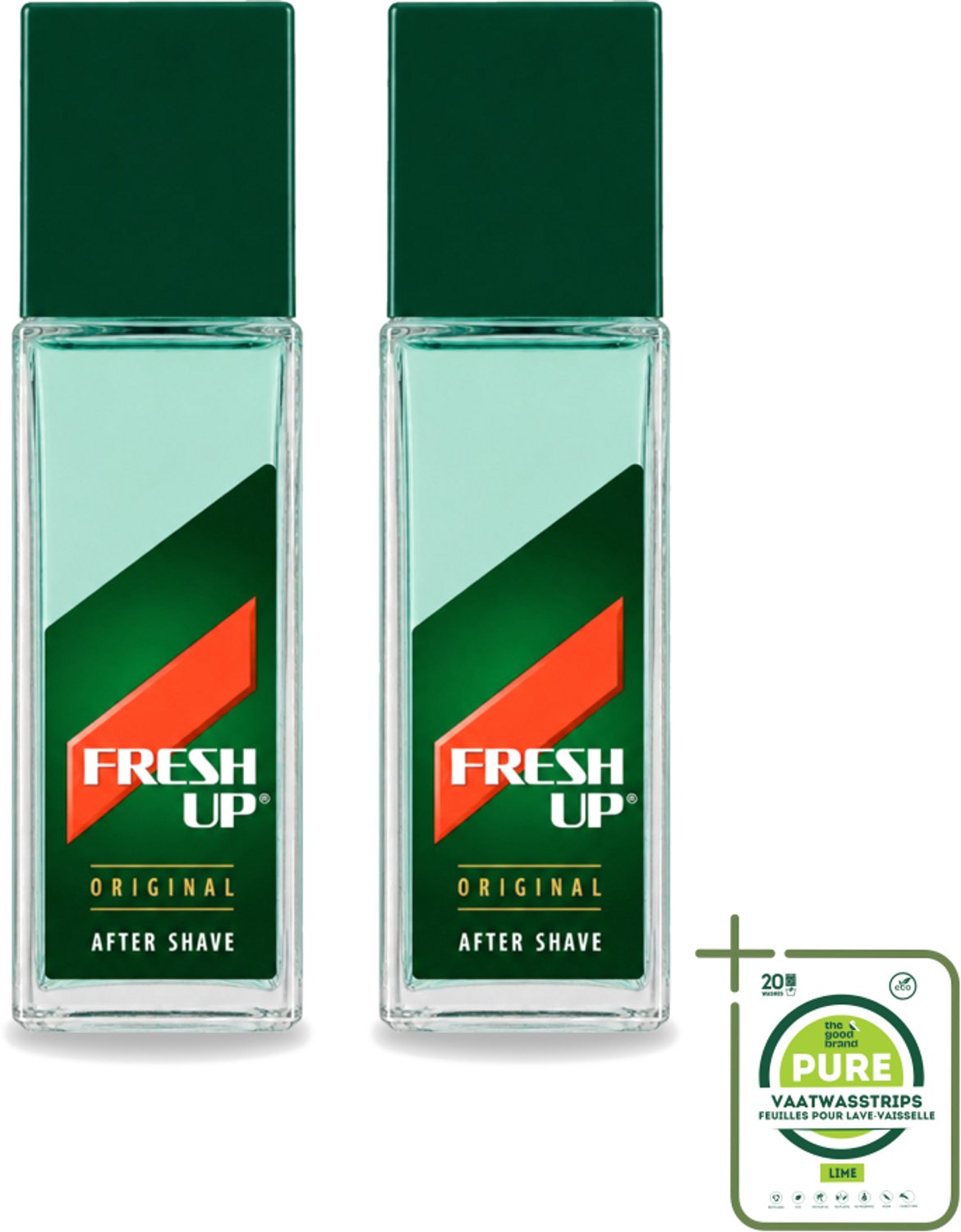 2 x Fresh Up - Aftershave Lotion - Original - Depper - 100 ml - Grootverpakking - Vaatwasstrips - Aftershave Lotion - Scheren - Huid Verzorging - Menthol - Hamamelis
