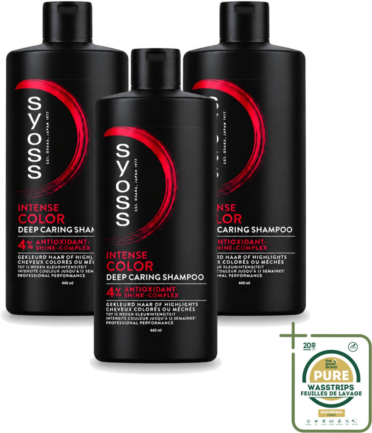 3 x Syoss – Shampoo – Color – 440 ml - Wasstrips - Kleurbeschermende Shampoo - Gekleurd Haar - Highlights - Kleurvervaging - Glans