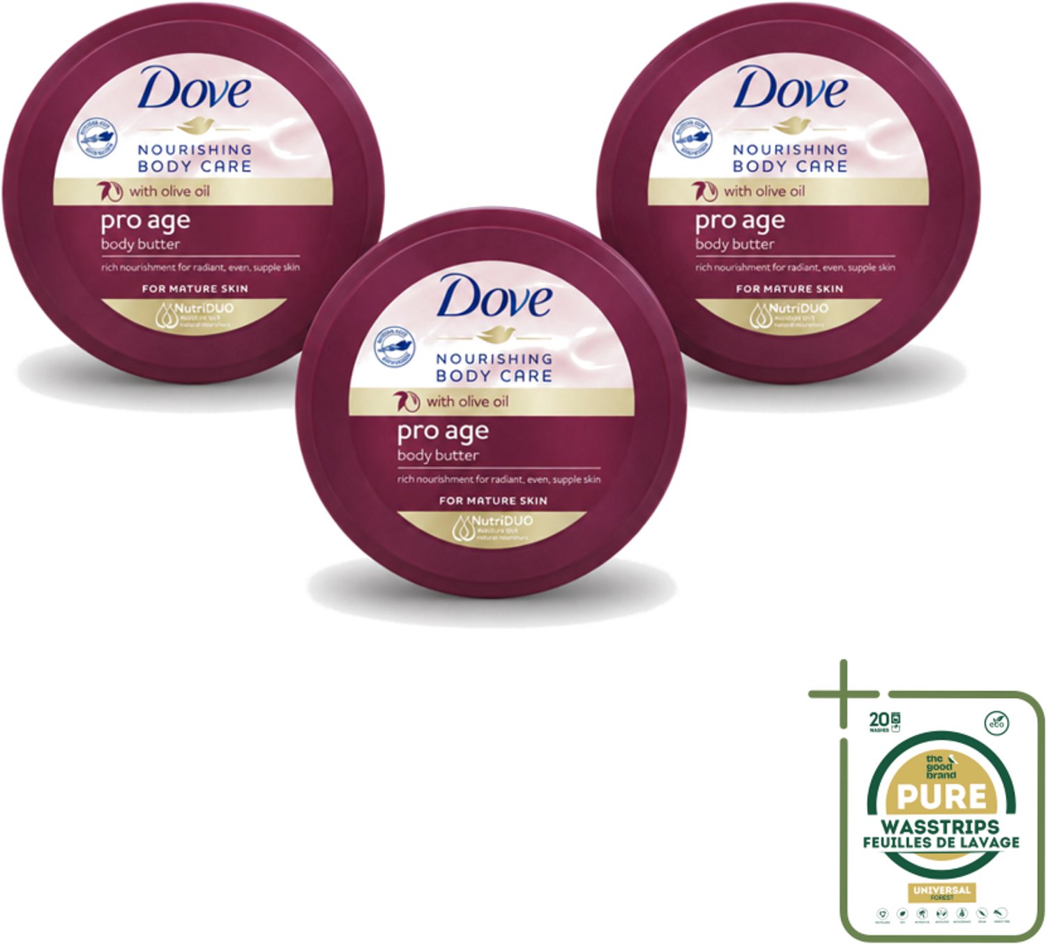 3 x Dove – Bodycrème – Pro Age – 250 ml - Wasstrips - Huid Verzorging - Rijpe Huid - Huidelasticiteit - Hydratatie - Bodycrème