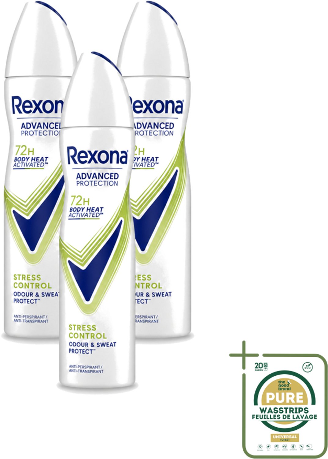 3 x Rexona – Deodorant Spray – Advanced Protection Stress Control – 150 ml - Anti-transpirant Spray - Stress Zweten - Frisse Citrusgeur - Body Heat Activated - Langdurige Bescherming